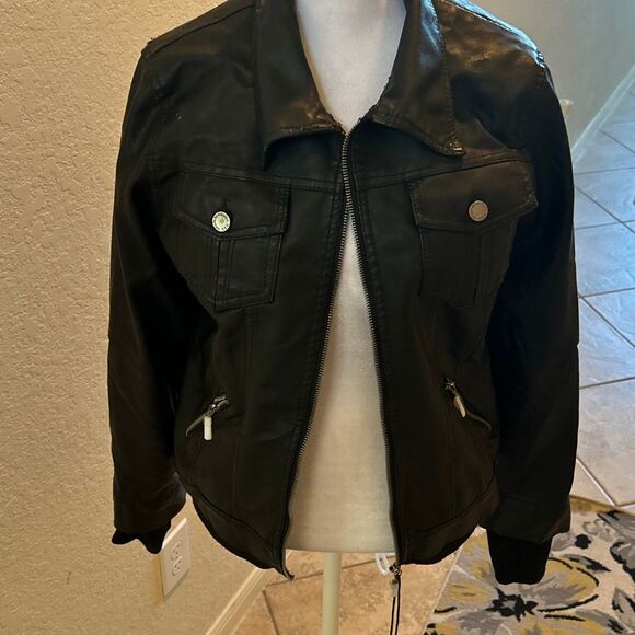 Made By Johnny Size S Thrashed Faux Leather Jacket Black Grunge Cosplay Costume - Picture 1 of 15